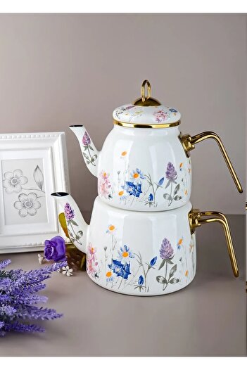 Bayev Daisy Enamel - Stylish Spring Patterned Floral Design, Gold Handle
