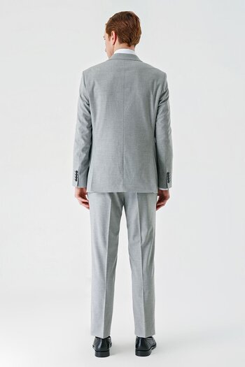 İmza Gray Mono Collar Double Slit 6 Drop Comfort Fit Relaxed Fit Classic Suit1001240102