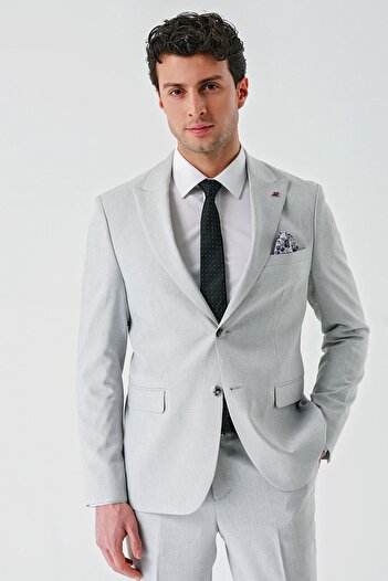 İmza Gray Slim Fit Knitted Suit - 6 Drop, Swallow Collar, Slim Fit 1001240112