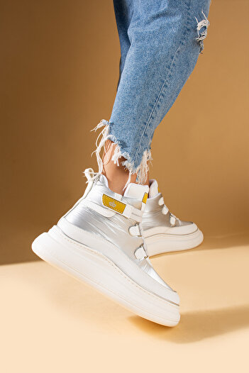 Pembe Potin Νέα σεζόν Γκρι ψηλή άνετη σόλα Wedge Sneaker Boots
