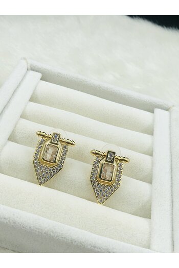 DS DİAMONDSHOP New Season Zircon Stone Triangle Model Earrings - Byk- 20241100041