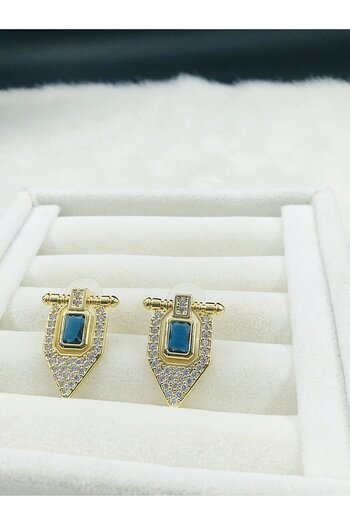 DS DİAMONDSHOP Triangle Model Zircon Stone Earrings - New Season Byk- 20241100045