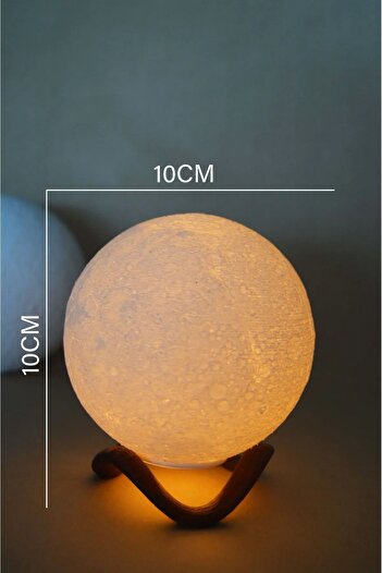 CARNIVAL LAND 10cm Standlı Ay Küresi Neon Led Lamba Hediyelik Eşya Avize Masa Lambası Gece Lambası Moon Yılbaşı