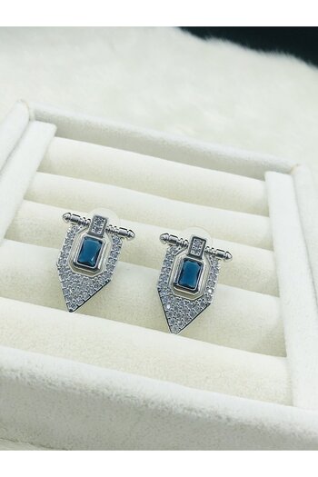 DS DİAMONDSHOP New Season Zircon Stone Triangle Model Earrings - Byk- 20241100044
