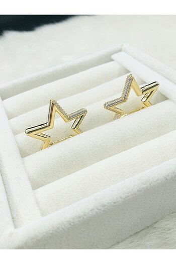 DS DİAMONDSHOP Star Model Zircon Stone Earrings New Season Byk- 20241100026