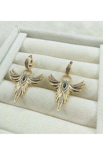 DS DİAMONDSHOP Phoenix Earrings Emerald - Bird Bykp- 2024110020