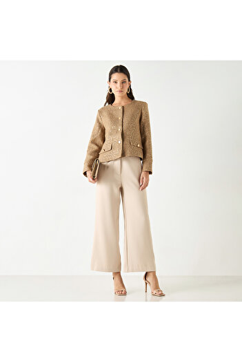 Iconic All-over Embellished Button Through Jacket With Long Sleeves
