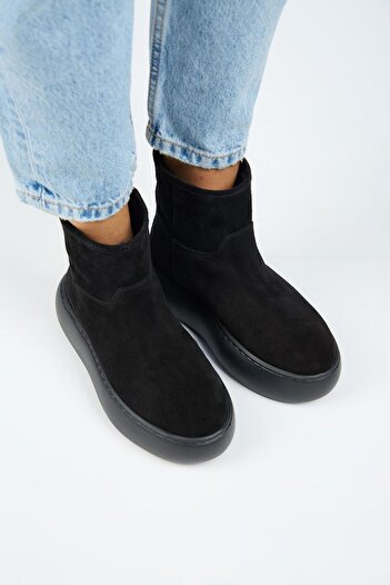 Manijero Gemma Women's Genuine Leather Black Boots with Fur Inside