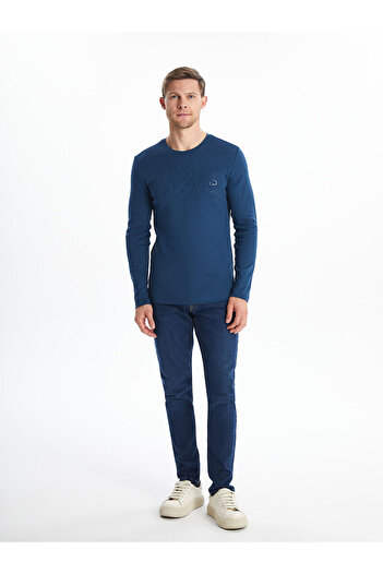 LC Waikiki Футболка з принтом з довгим рукавом Lcwk Crew Neck з принтом чоловіча Tisort