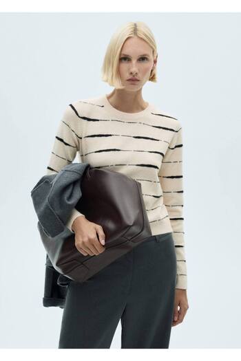 MANGO Woman Round neck striped sweater