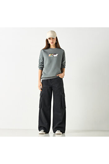 SP Characters Graphic Print Sweetheart with Crew Neck and Long Sleeves