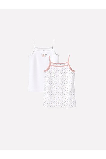 LC Waikiki Lcw Kids Printed Square Collar Girl's Undershirt 2-Piece