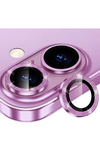 EDELFU iPhone 16 / 16 Plus Compatible Glitter Camera Protector Shock and Water Resistant Lens (Not Rhinestoned)