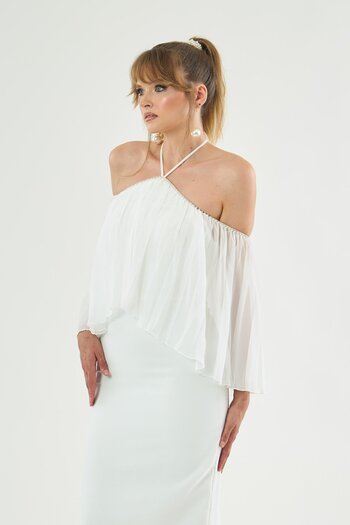 Carmen Ecru Halter Neck Crepe Wedding Dress