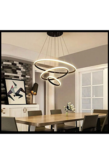 Home LEVENT Halka Led Avize Siyah Antrasit Gri Beyaz Işık Salon,oturma Odası