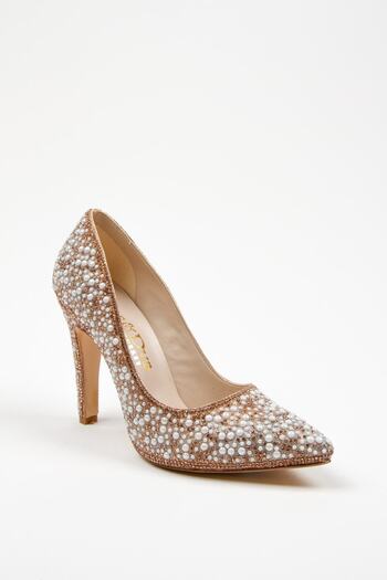 KAYRA VARDAR SHOES Gold Full Inci Aynalı Klasik Topuklu Kadın Abiye Ayakkabı Cnr21534