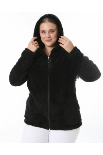Te&Te Women's Plus Size Plush Cardigan Sweat