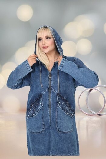 Truva XXL Plus Size Hooded Denim Coat