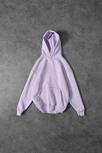 Slatra Men's Lilac Basic Hooded Oversize Sweatshirt