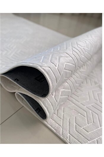AKSU HALI Dınarsu Luxury Cream Washable Embos Living Room Hall Kitchen Bedroom Children's Room Carpet