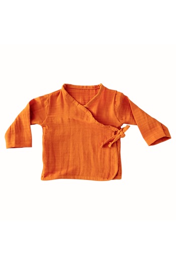 runbaby Double Layer Muslin Fabric Double Breasted Collar Baby Kimono