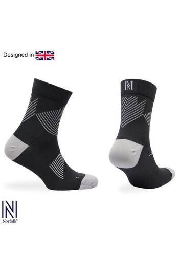 NORFOLK Valencia Qtr Compression Professional Running Socks Black Grey