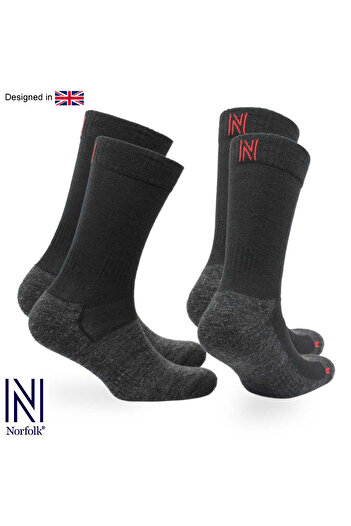NORFOLK Leonardo Merino Wool Outdoor Hiking Socks 2 Pack Black
