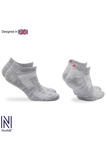 NORFOLK SHELDON LC Χαμηλού κοψίματος μαλλί Merino Κάλτσες πεζοπορίας εξωτερικού χώρου 2 Πακέτο ανοιχτό γκρι