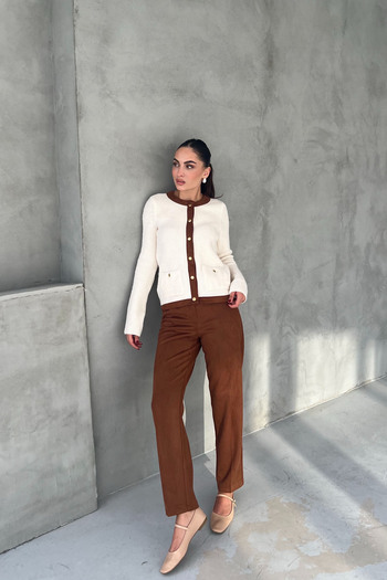 Seda Yalçın Atelier Kahve Caprera Süet Pantolon