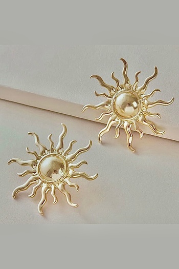 MAZEN 316 L Tarnish Resistant Steel Earrings with Sun Figure - Stainless Steel