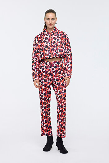 Berr-ın Red Patterned Straight Leg Trousers