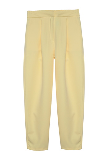 Quzu Yellow Elastic Waist Fabric Trousers