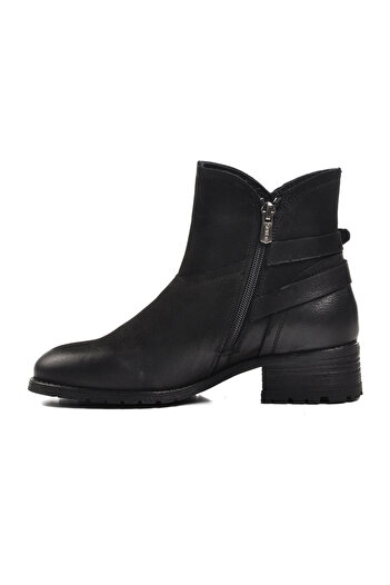 Venüs 2253407 K Black Nubuck Genuine Leather Women's Boots with Fleece Inside