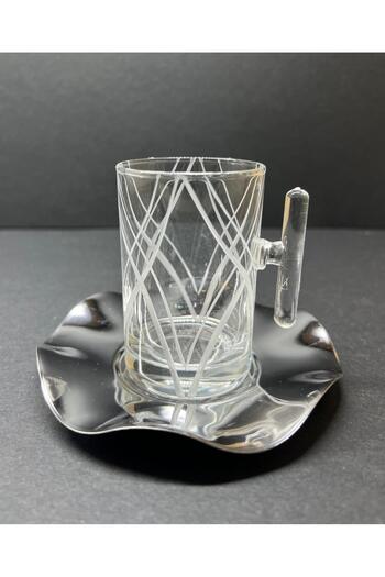 Eslim 18 Piece Modern Patterned Glass Coffee Cup and Mırra Set