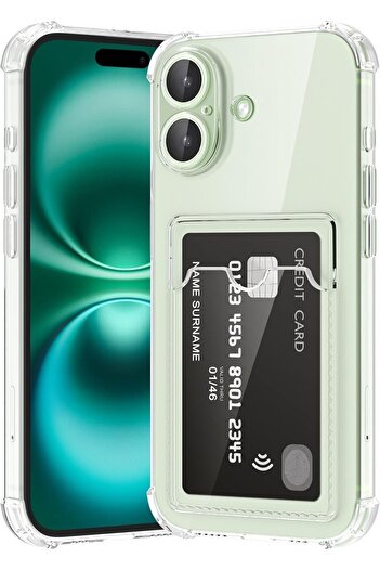 Fibaks Apple iPhone 16 Plus Case Shock Absorbing Cover with Camera Protection and Corner Protection Card Holder Wallet