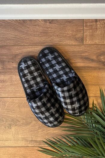 FUGA MODA Ανδρικές παντόφλες με καρό σχέδιο Florida Black