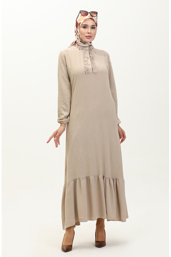 sefamerve Mink Aerobin Fabric Ruffle Dress - 1006-04