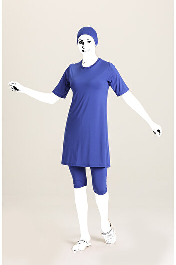 sefamerve 22700-03 Model Saks Color Short Sleeve Pool Swimsuit