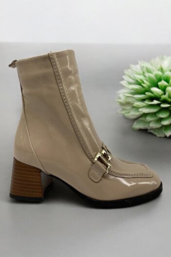 Mammamia D24Kb-1125 Beige Genuine Leather Full Orthopedic Women's Casual Daily Boots