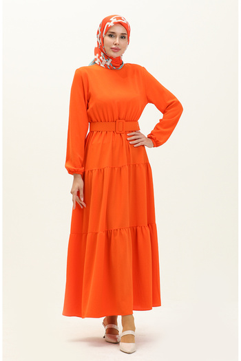 sefamerve 2002-05 Orange Belted Gathered Dress