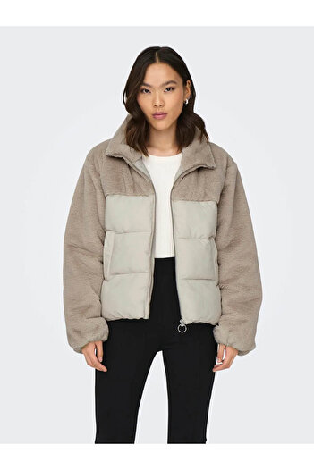 ONLY Onlwanja Fur Puffer Mix Jacket Μπεζ γυναικείο παλτό 15292945