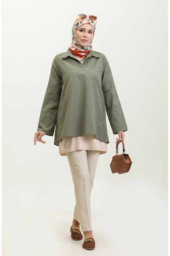 sefamerve 2007-03 Model Khaki Oversize Tunic