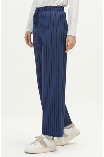 sefamerve Indigo Wide Leg Elastic Waist Trousers - 8659-01