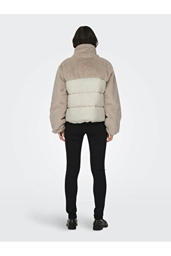 ONLY Onlwanja Fur Puffer Mix Jacket Μπεζ γυναικείο παλτό 15292945