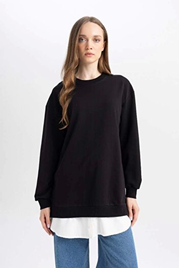 DeFacto A9529 Regular Fit Crew Neck Sweatshirt Tunic