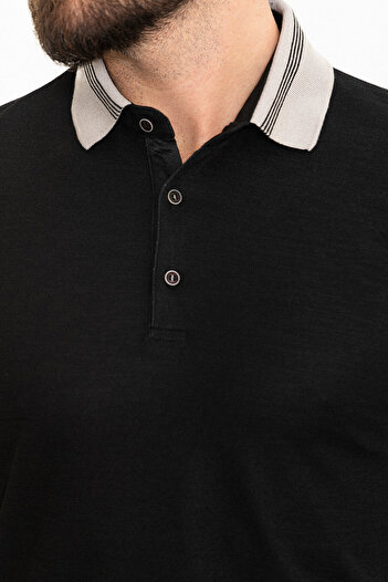 Mcr Segmented Slim Fit Polo Neck Men's T-Shirt Black - 36822.24Y