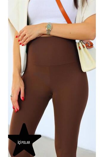 AYSU Brown Super High Waist Fleece Recovery Leggings