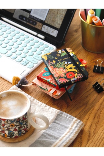 Nova Crafts Black Gilded and Floral Micro Notebook