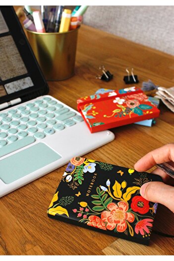 Nova Crafts Black Gilded and Floral Micro Notebook