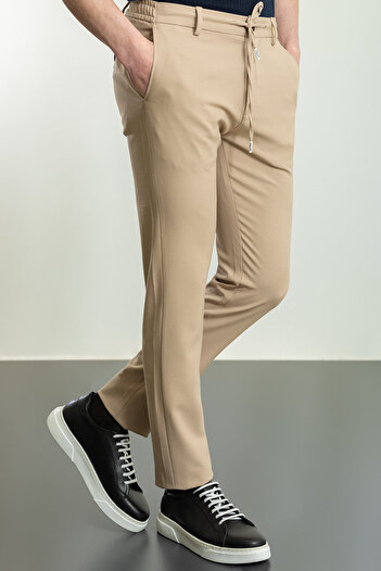 Mcr Straight Super Slim Fit Drawstring Men's Trousers Beige - 38145.23Y